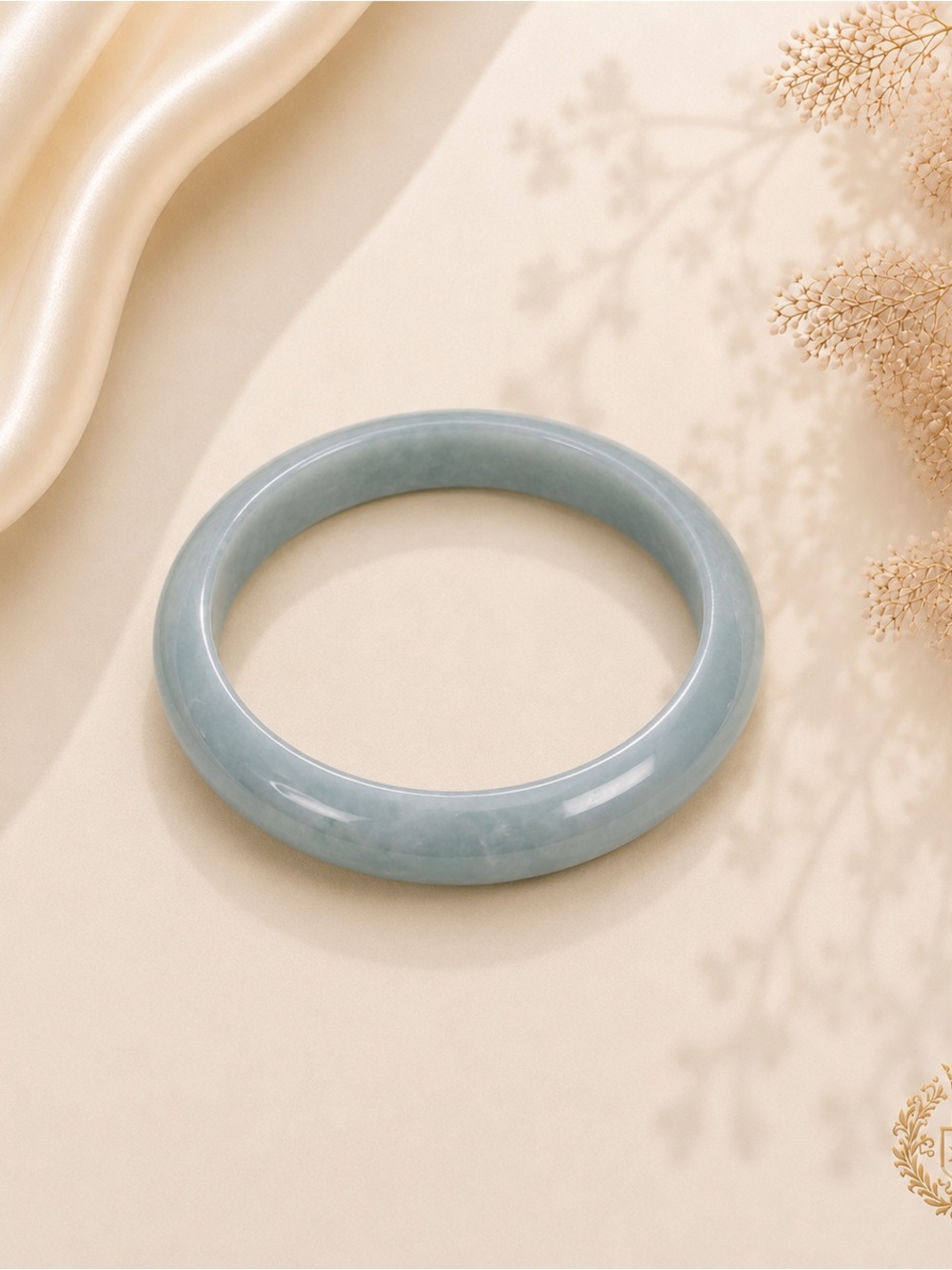 Light Blue Jade Bangle Bracelet - Elegant Women's Jewelry